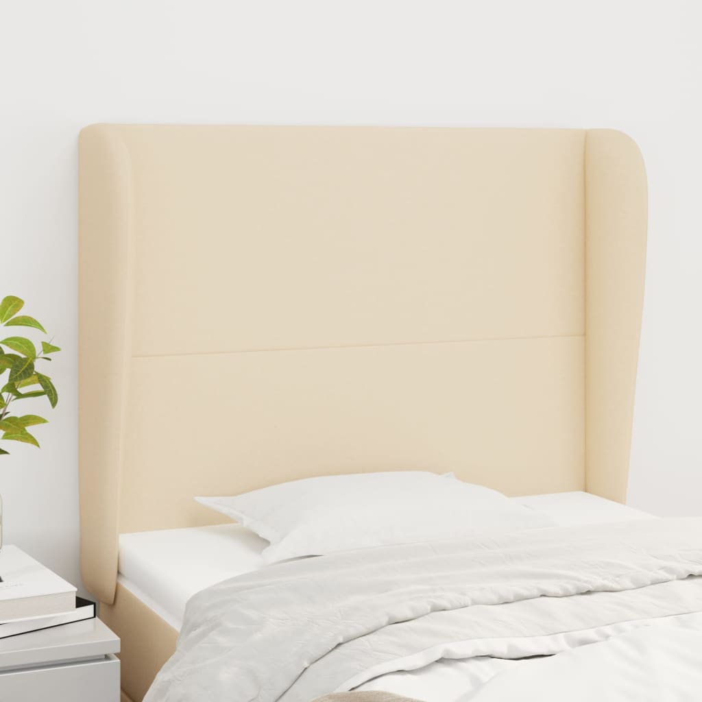 Kopfteil mit Ohren Creme 103x23x118/128 cm Stoff