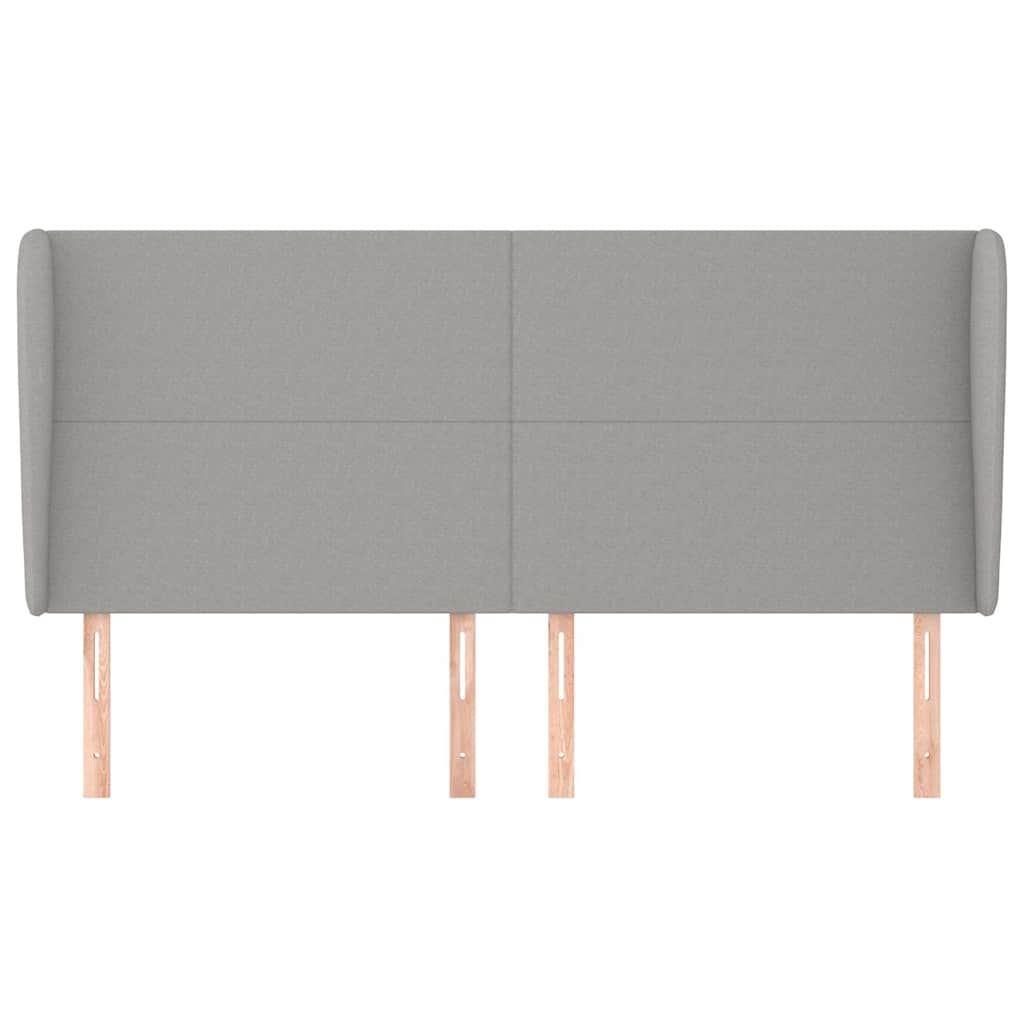 Kopfteil mit Ohren Hellgrau 203x23x118/128 cm Stoff