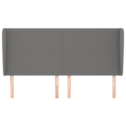 Kopfteil mit Ohren Dunkelgrau 203x23x118/128 cm Stoff