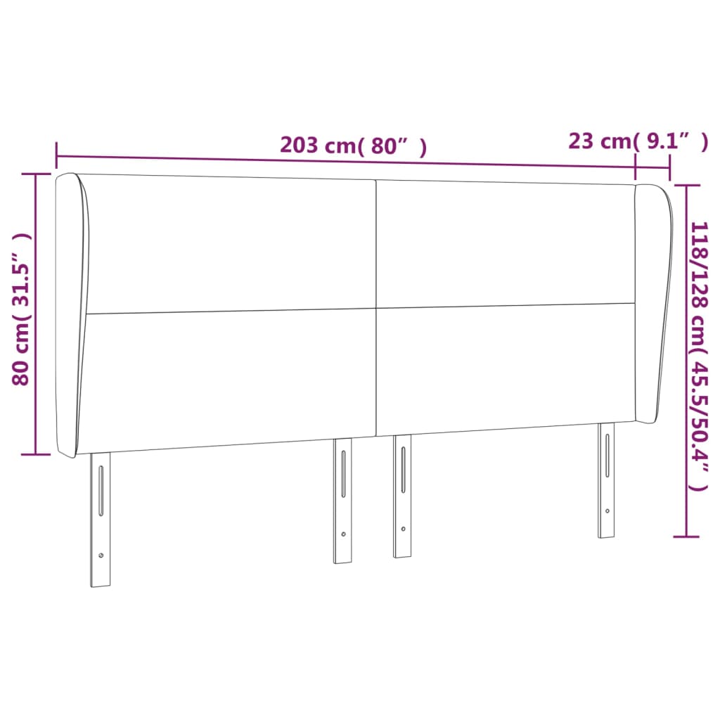 Kopfteil mit Ohren Dunkelgrau 203x23x118/128 cm Stoff