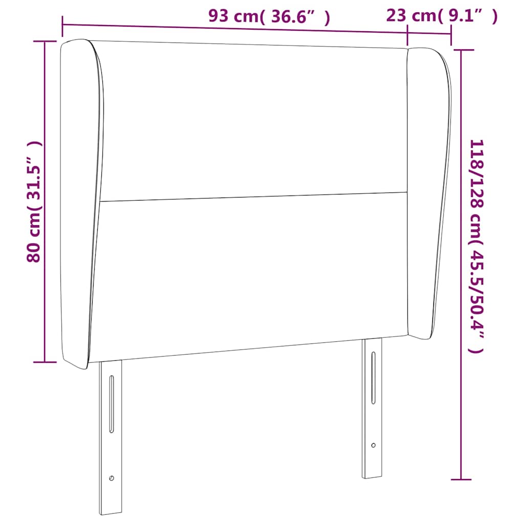 Kopfteil mit Ohren Schwarz 93x23x118/128 cm Samt