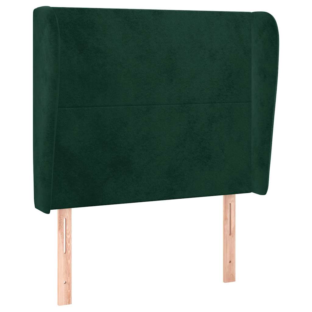 Kopfteil mit Ohren Dunkelgrün 93x23x118/128 cm Samt