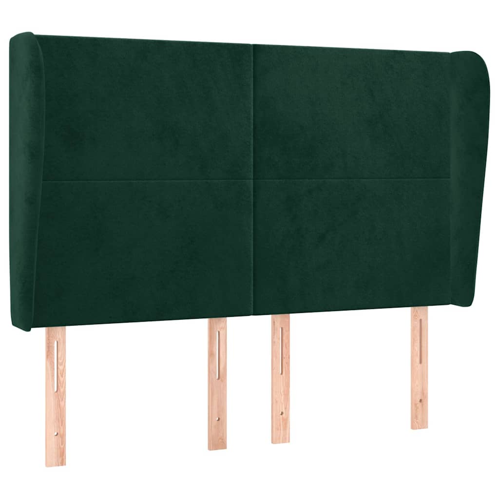 Kopfteil mit Ohren Dunkelgrün 147x23x118/128 cm Samt
