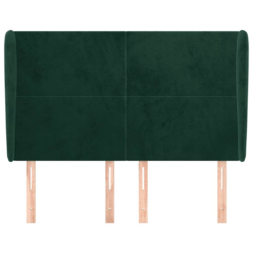 Kopfteil mit Ohren Dunkelgrün 147x23x118/128 cm Samt