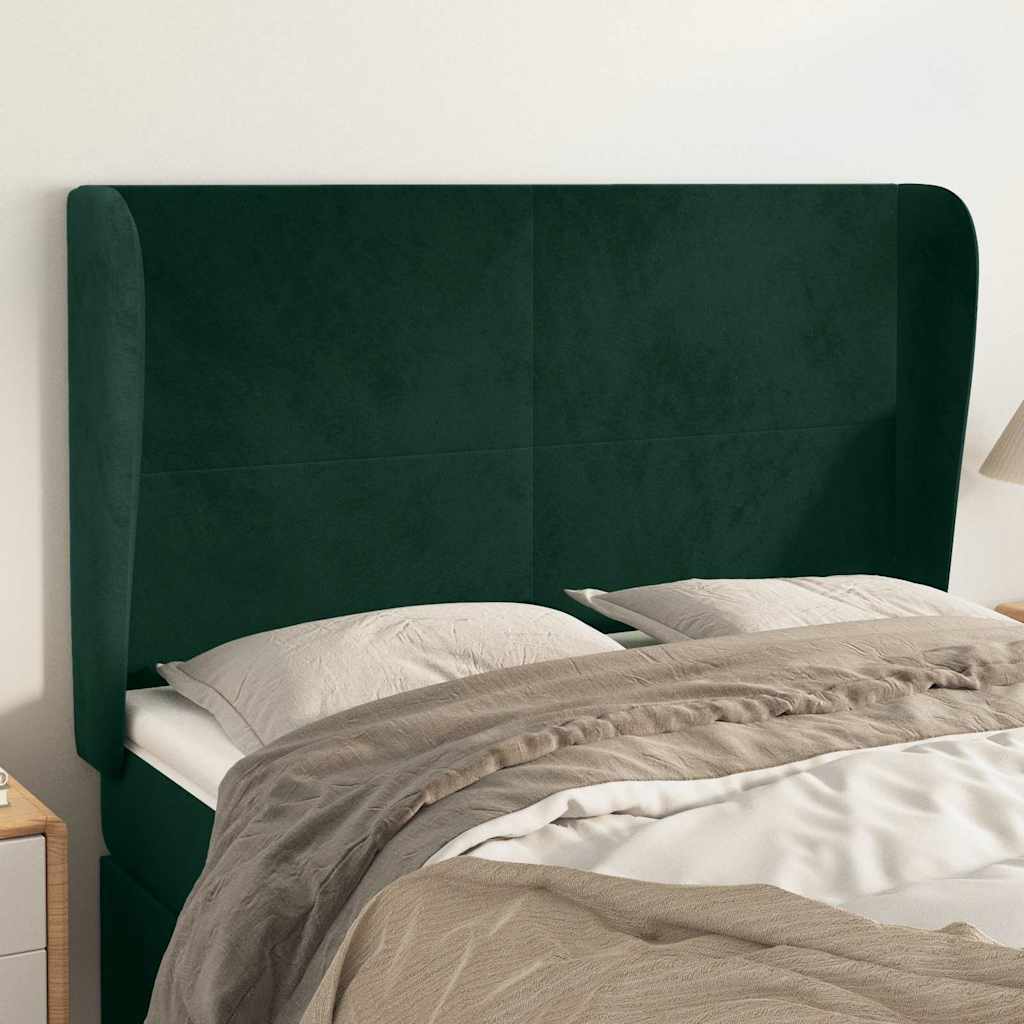 Kopfteil mit Ohren Dunkelgrün 147x23x118/128 cm Samt