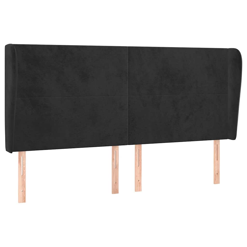 Kopfteil mit Ohren Schwarz 183x23x118/128 cm Samt