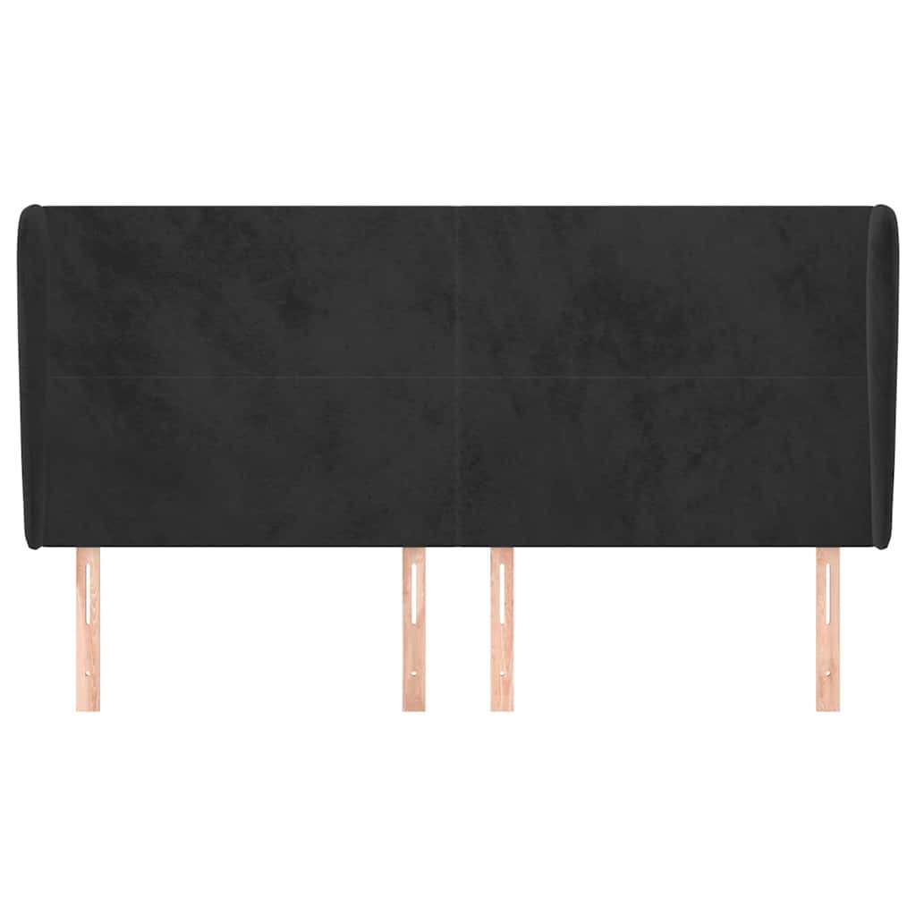 Kopfteil mit Ohren Schwarz 183x23x118/128 cm Samt