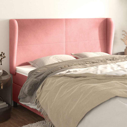 Kopfteil mit Ohren Rosa 183x23x118/128 cm Samt