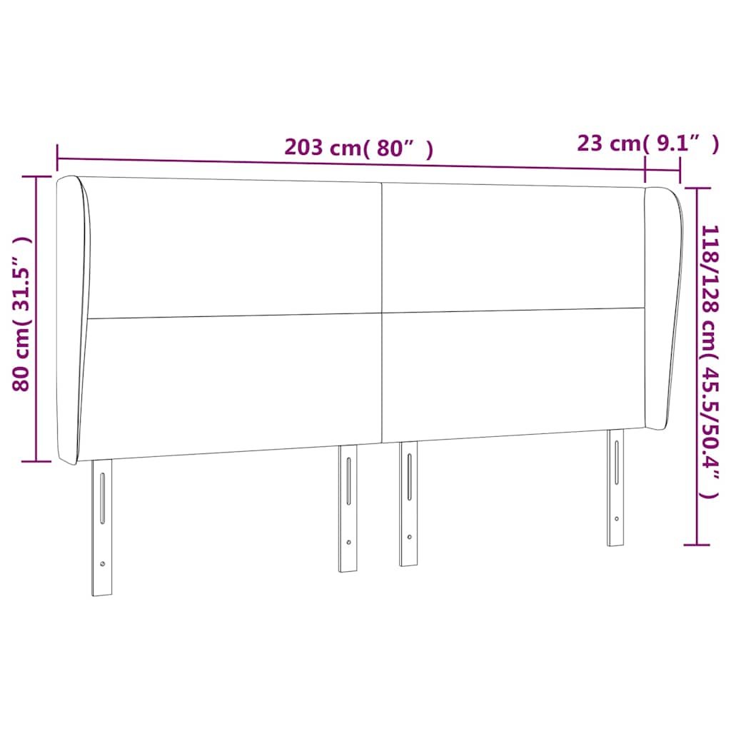 Kopfteil mit Ohren Dunkelgrün 203x23x118/128 cm Samt