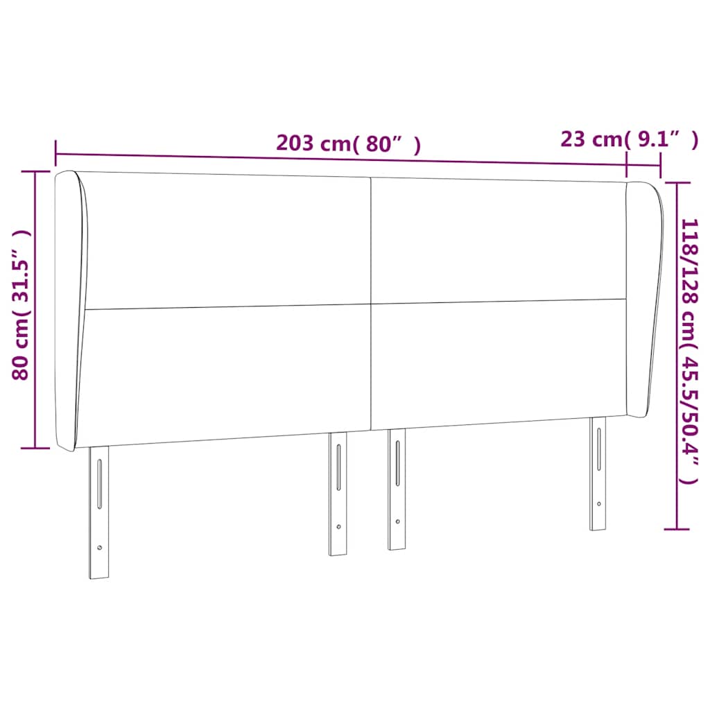 Kopfteil mit Ohren Dunkelblau 203x23x118/128 cm Samt