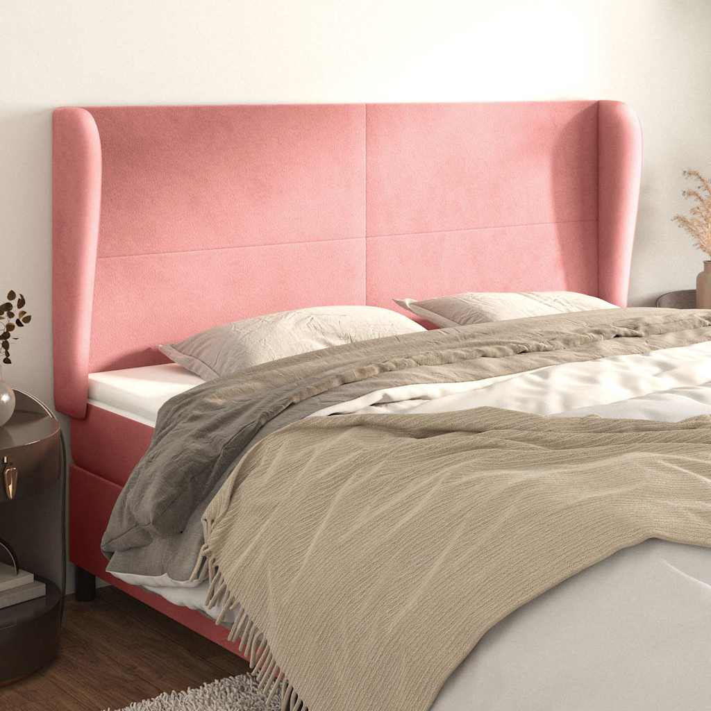 Kopfteil mit Ohren Rosa 203x23x118/128 cm Samt