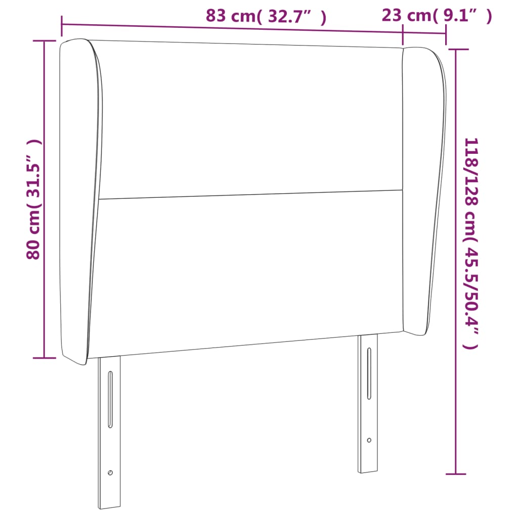 Kopfteil mit Ohren Creme 83x23x118/128 cm Kunstleder