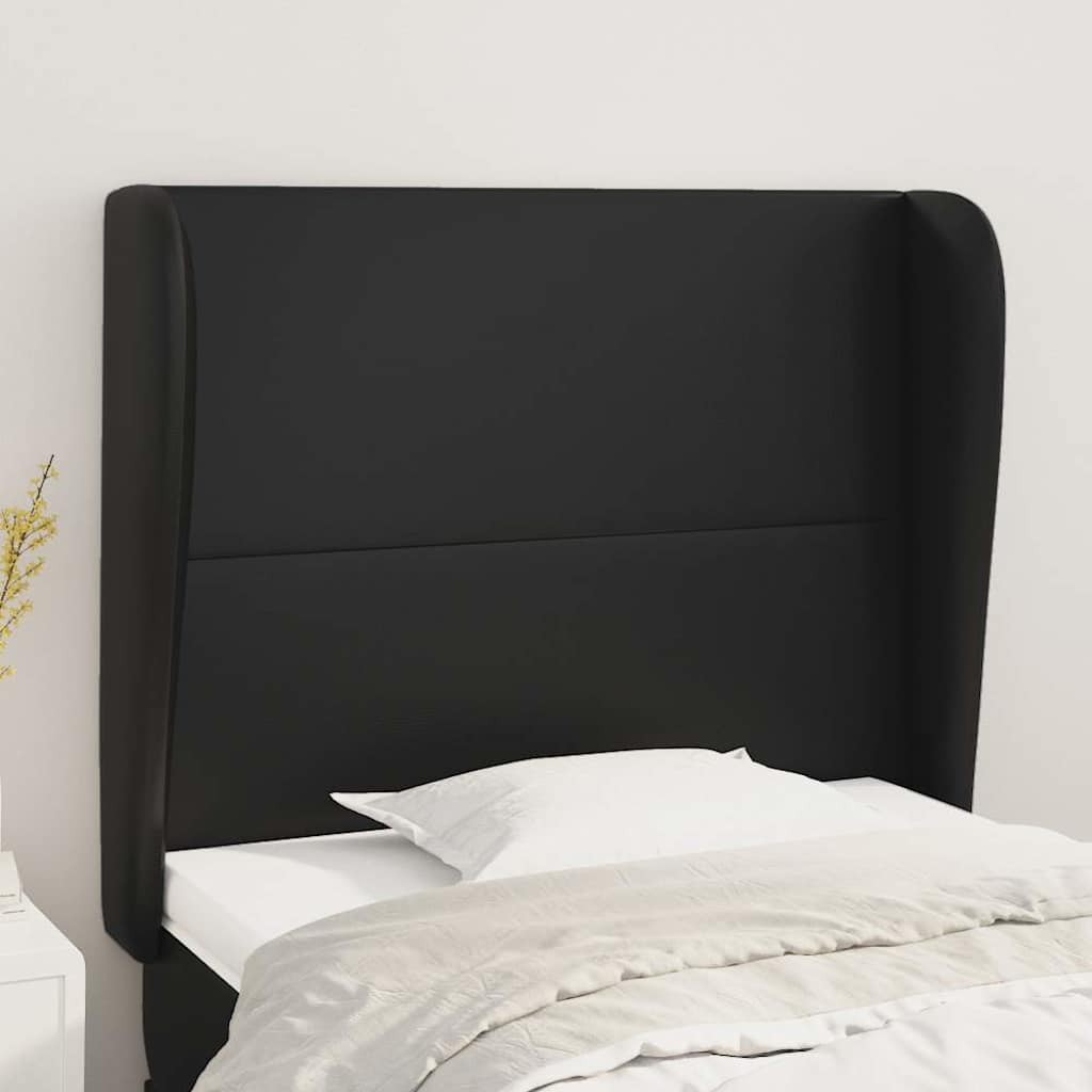 Kopfteil mit Ohren Schwarz 93x23x118/128 cm Kunstleder