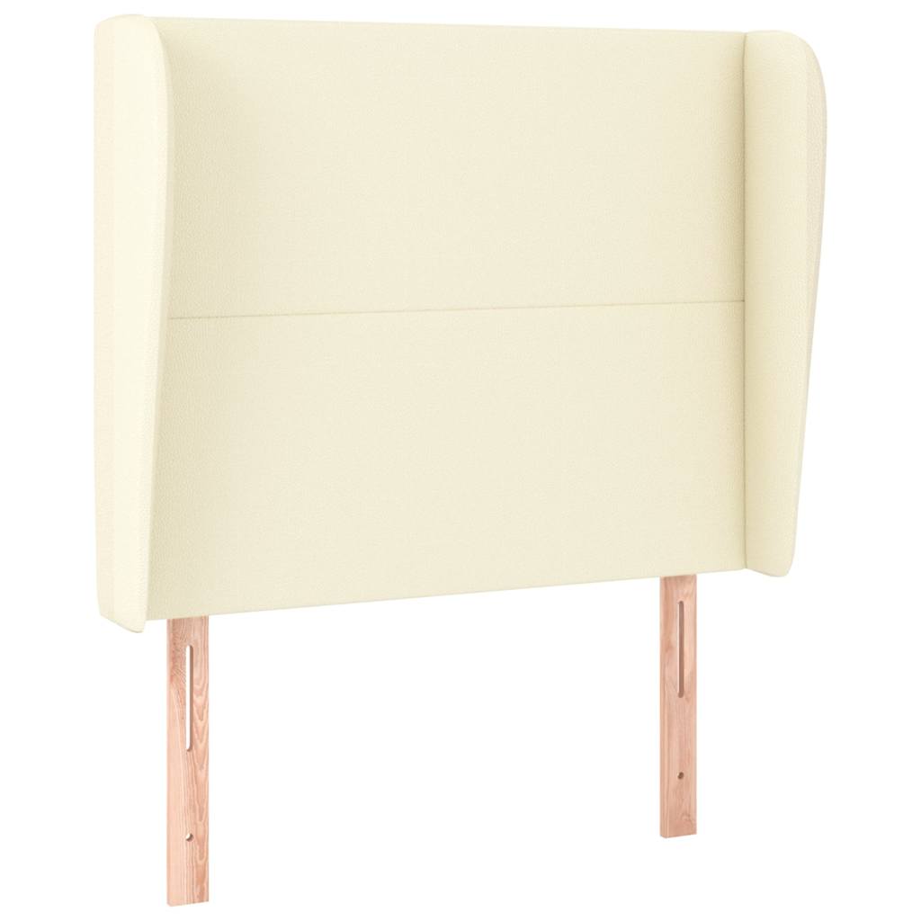 Kopfteil mit Ohren Creme 93x23x118/128 cm Kunstleder