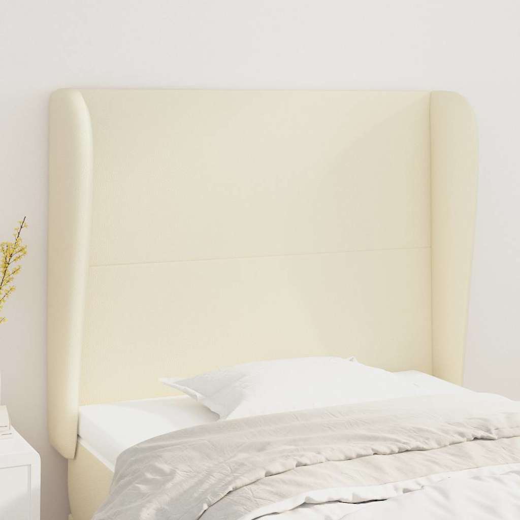 Kopfteil mit Ohren Creme 93x23x118/128 cm Kunstleder