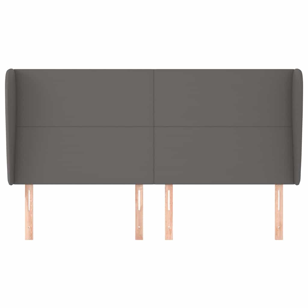 Kopfteil mit Ohren Grau 183x23x118/128 cm Kunstleder