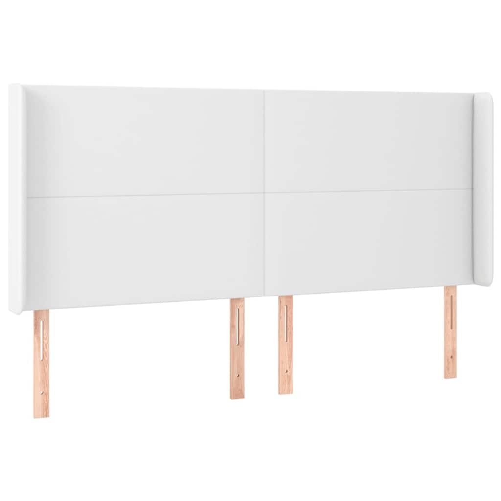 Kopfteil mit Ohren Weiß 203x23x118/128 cm Kunstleder