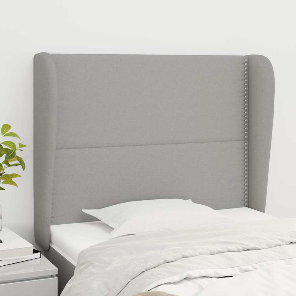 Kopfteil mit Ohren Hellgrau 103x23x118/128 cm Stoff