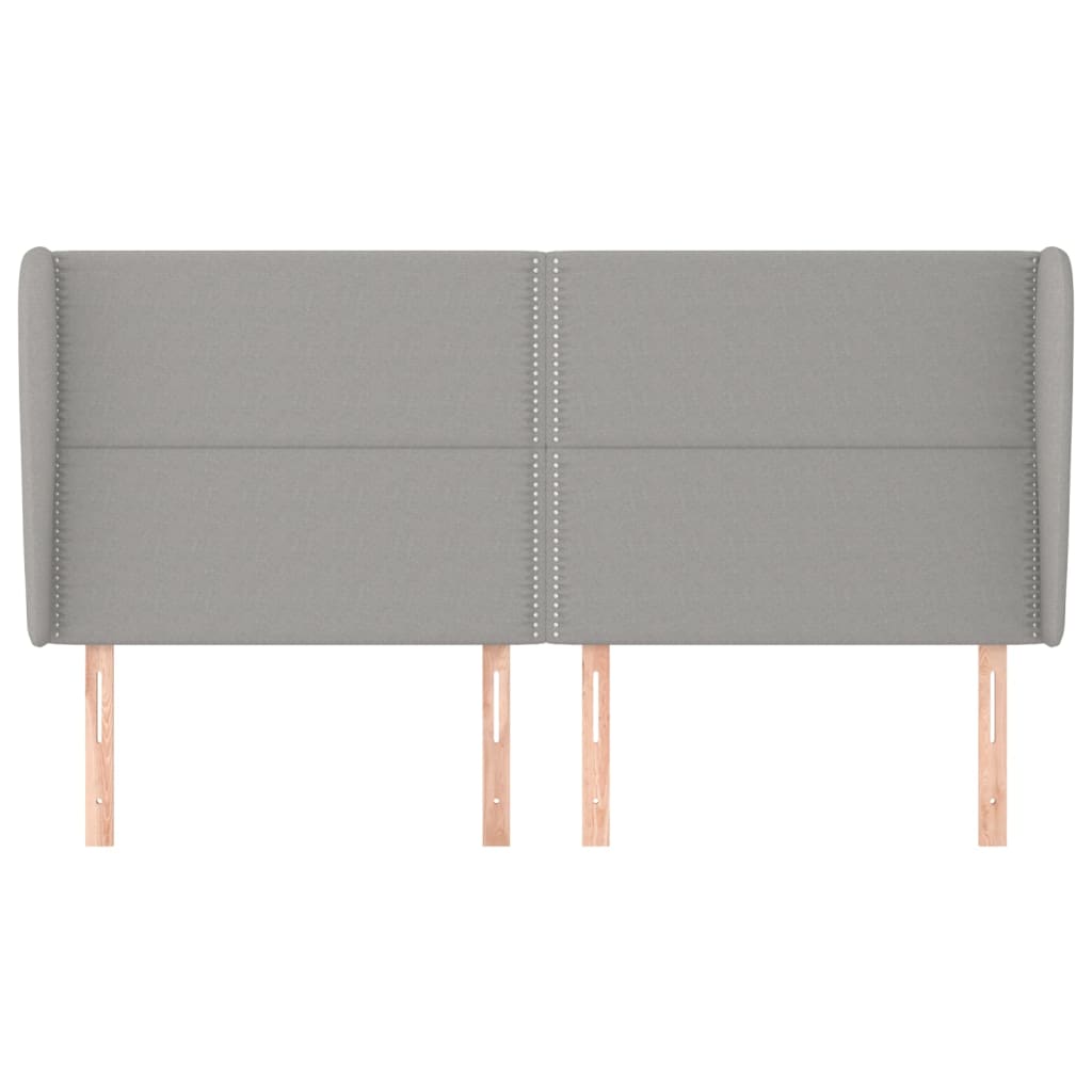 Kopfteil mit Ohren Hellgrau 203x23x118/128 cm Stoff