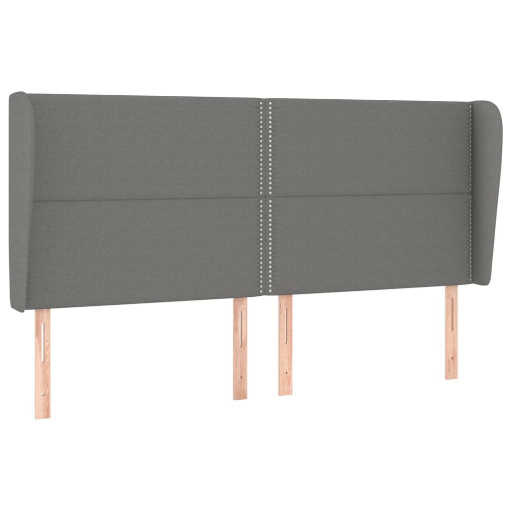 Kopfteil mit Ohren Dunkelgrau 203x23x118/128 cm Stoff