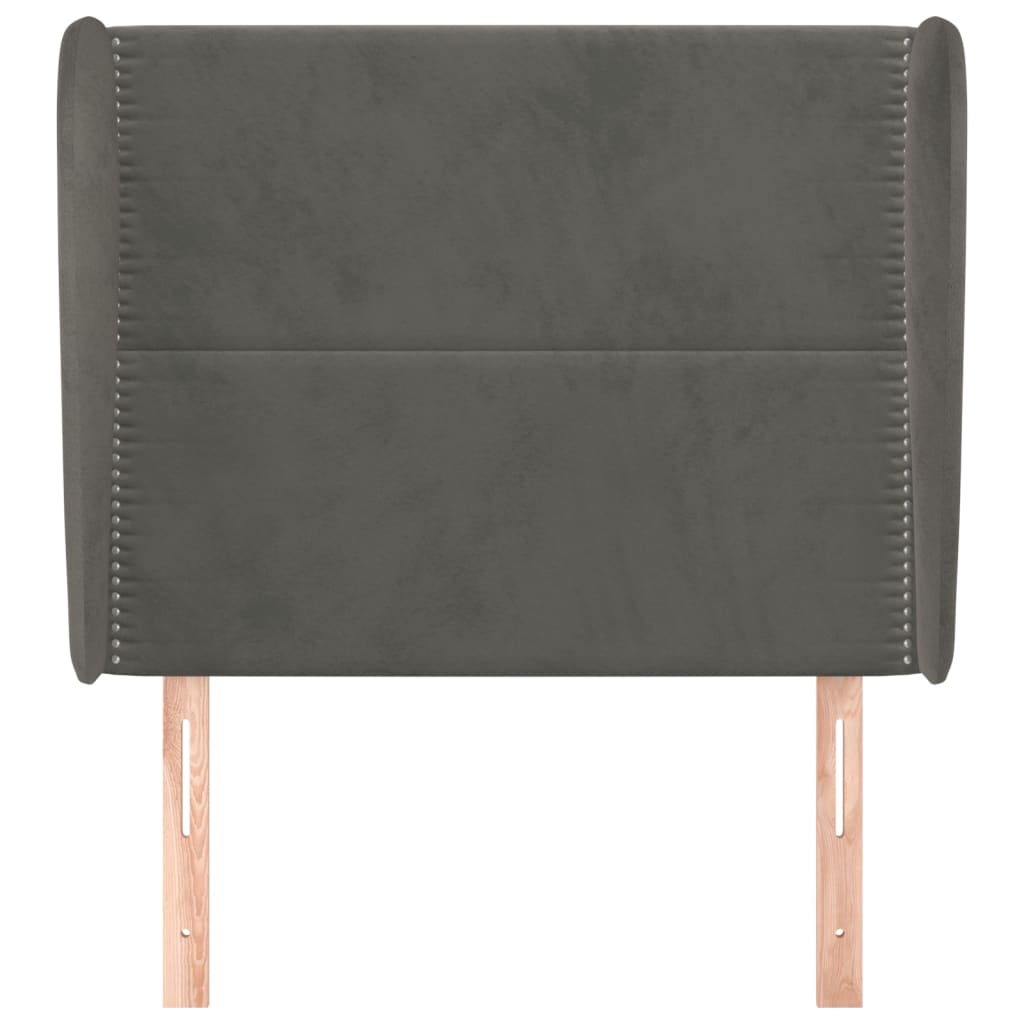 Kopfteil mit Ohren Dunkelgrau 93x23x118/128 cm Samt