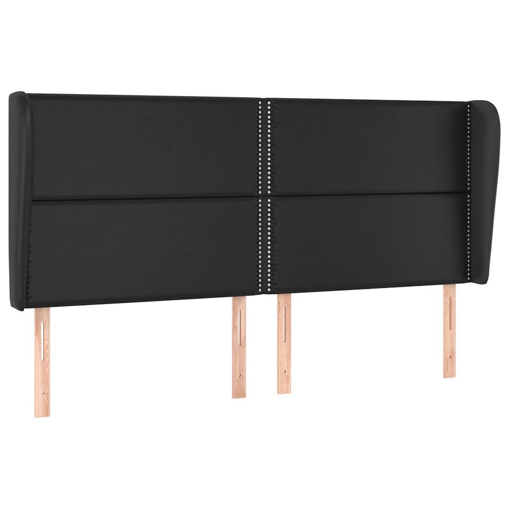 Kopfteil mit Ohren Schwarz 183x23x118/128 cm Kunstleder