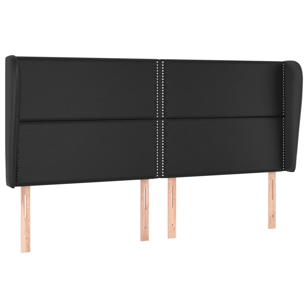 Kopfteil mit Ohren Schwarz 203x23x118/128 cm Kunstleder