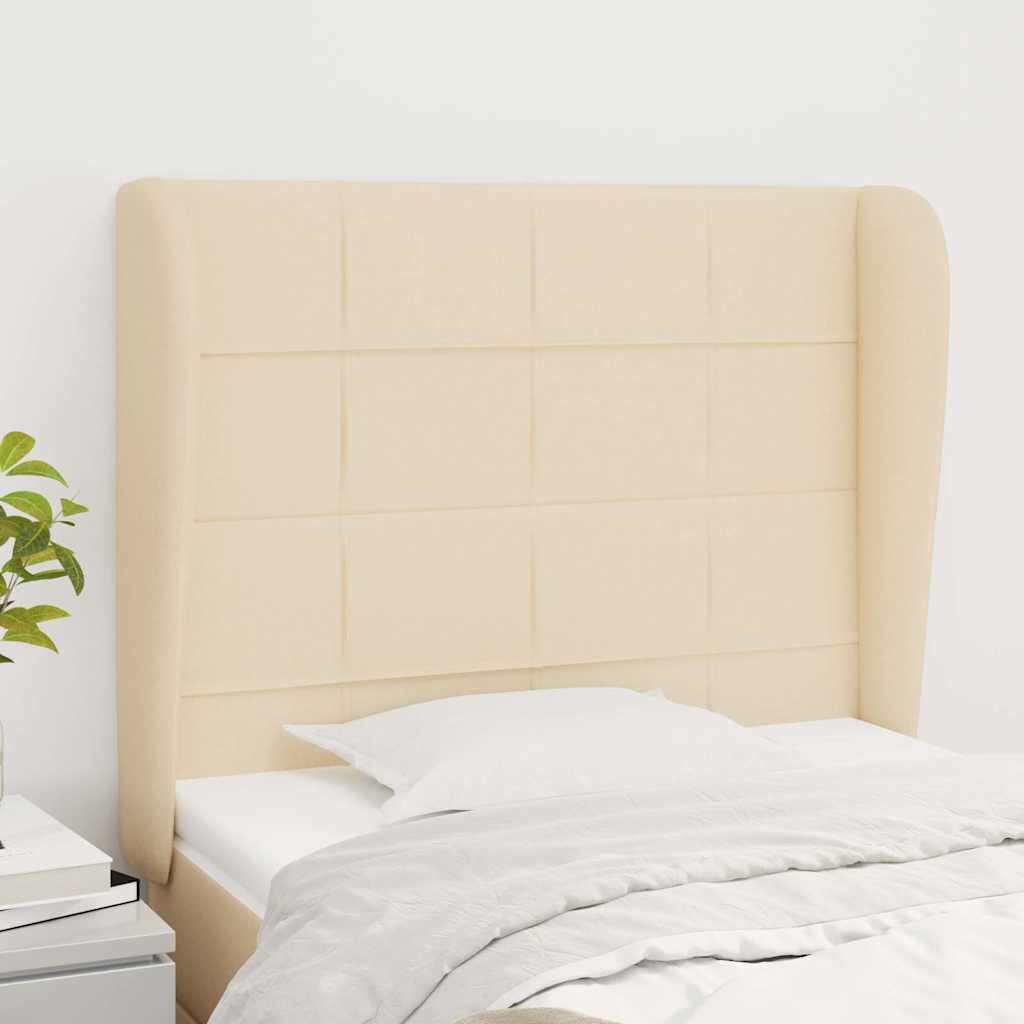 Kopfteil mit Ohren Creme 83x23x118/128 cm Stoff