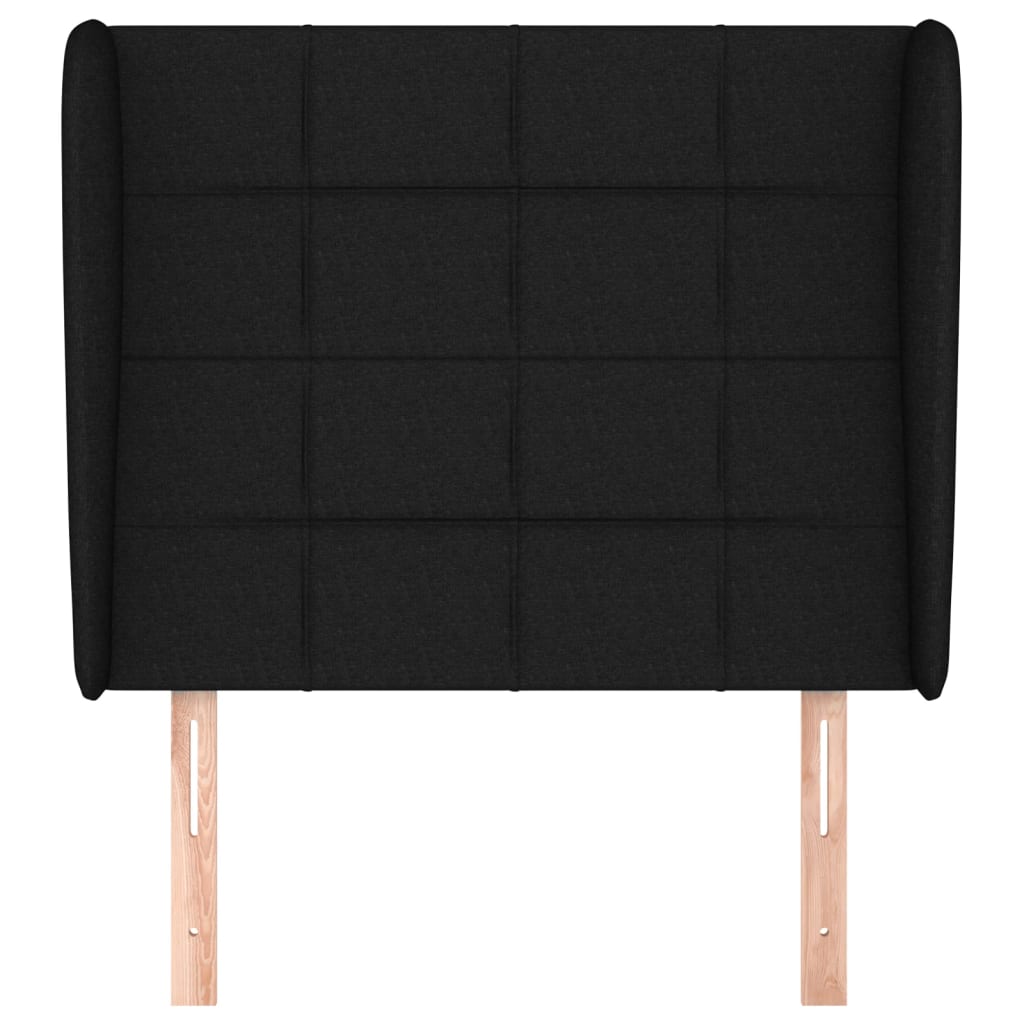 Kopfteil mit Ohren Schwarz 93x23x118/128 cm Stoff