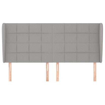 Kopfteil mit Ohren Hellgrau 183x23x118/128 cm Stoff