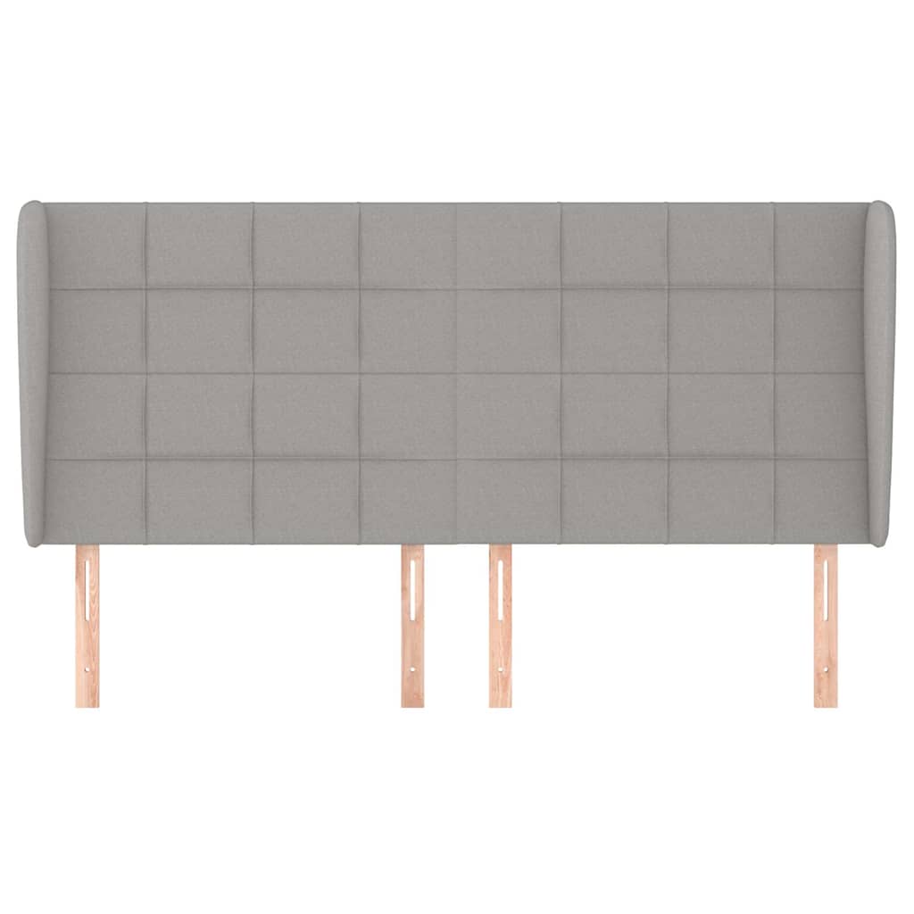 Kopfteil mit Ohren Hellgrau 203x23x118/128 cm Stoff