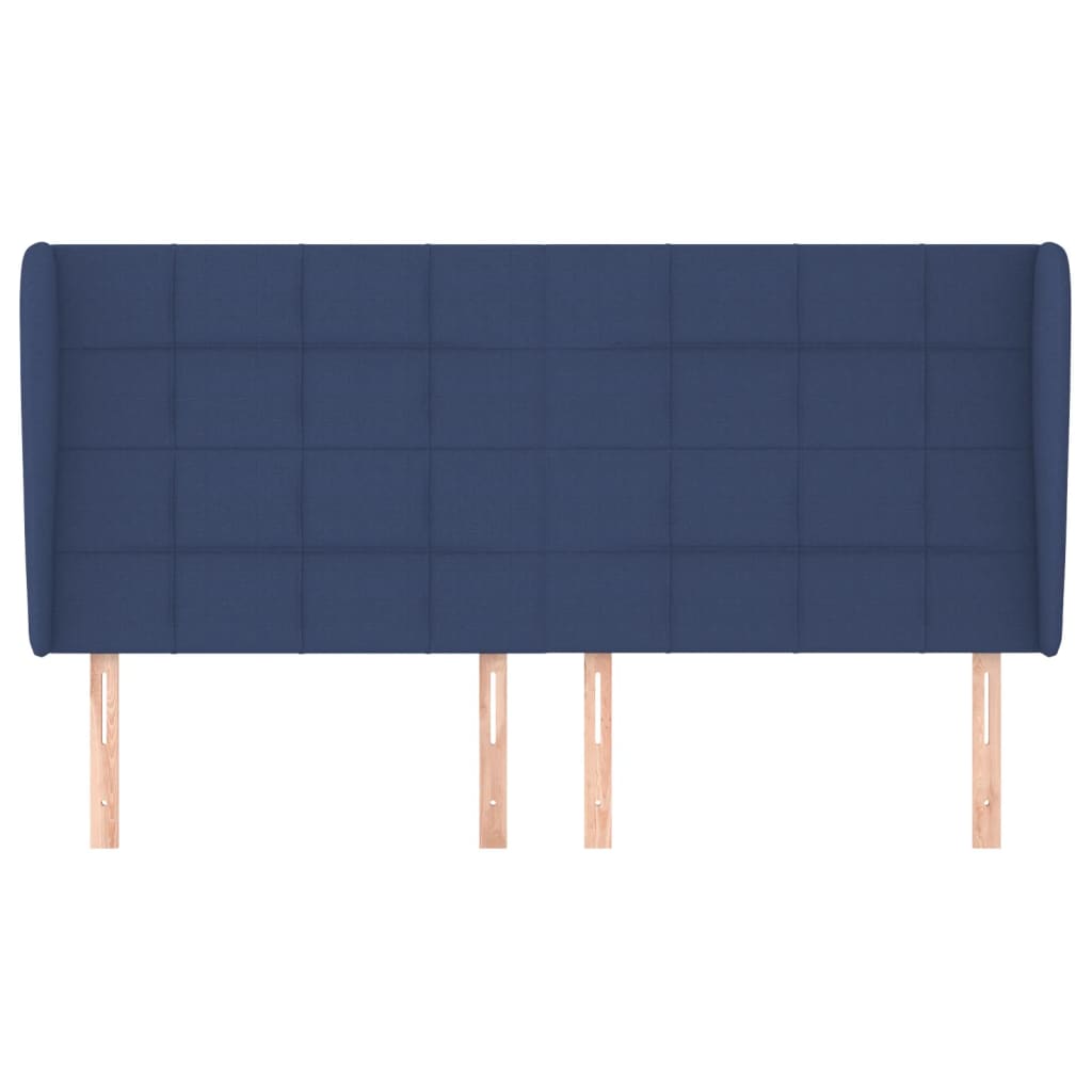 Kopfteil mit Ohren Blau 203x23x118/128 cm Stoff