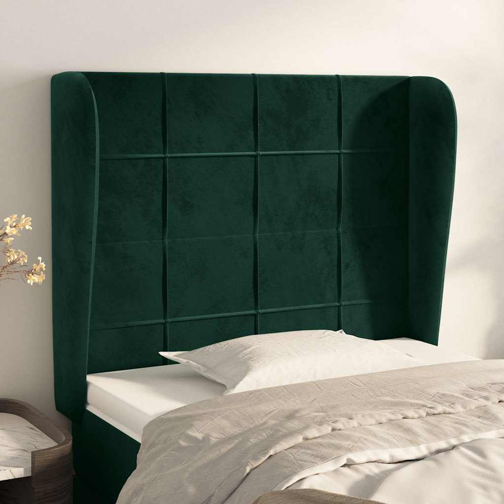 Kopfteil mit Ohren Dunkelgrün 83x23x118/128 cm Samt