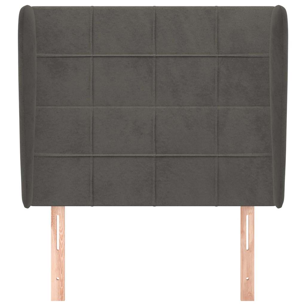 Kopfteil mit Ohren Dunkelgrau 93x23x118/128 cm Samt