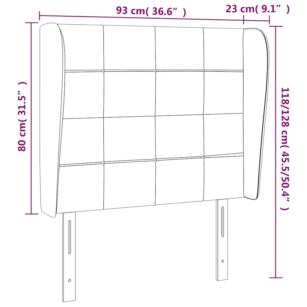 Kopfteil mit Ohren Dunkelblau 93x23x118/128 cm Samt