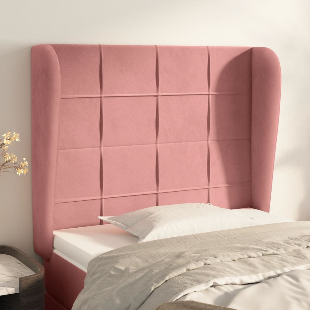 Kopfteil mit Ohren Rosa 93x23x118/128 cm Samt