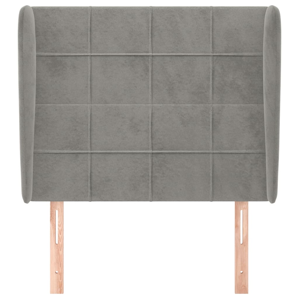 Kopfteil mit Ohren Hellgrau 103x23x118/128 cm Samt