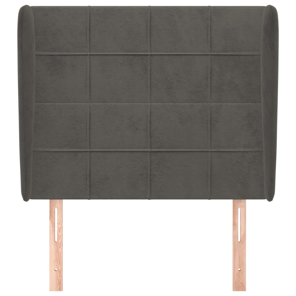 Kopfteil mit Ohren Dunkelgrau 103x23x118/128 cm Samt