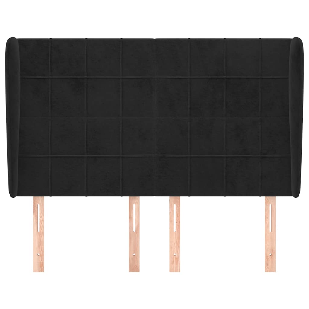 Kopfteil mit Ohren Schwarz 147x23x118/128 cm Samt