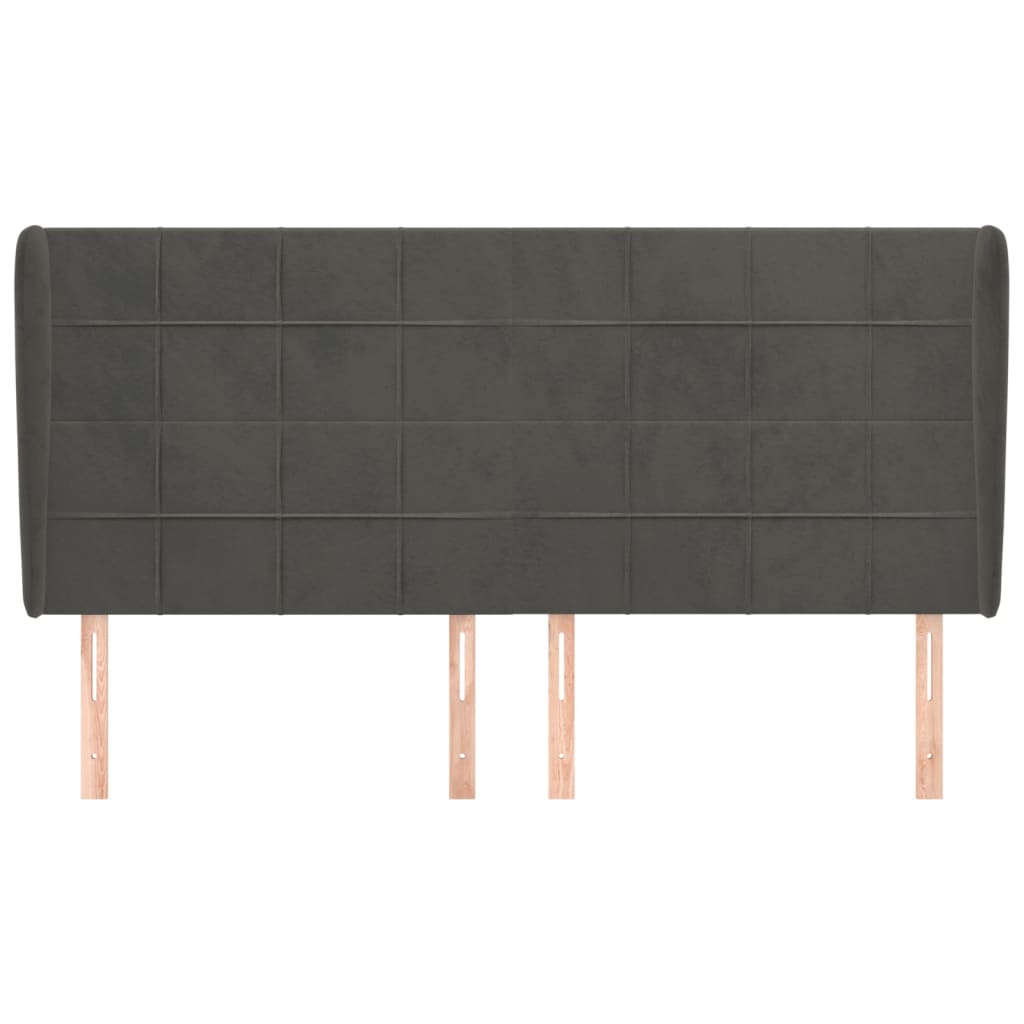 Kopfteil mit Ohren Dunkelgrau 203x23x118/128 cm Samt