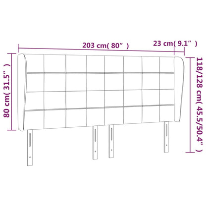 Kopfteil mit Ohren Dunkelgrau 203x23x118/128 cm Samt