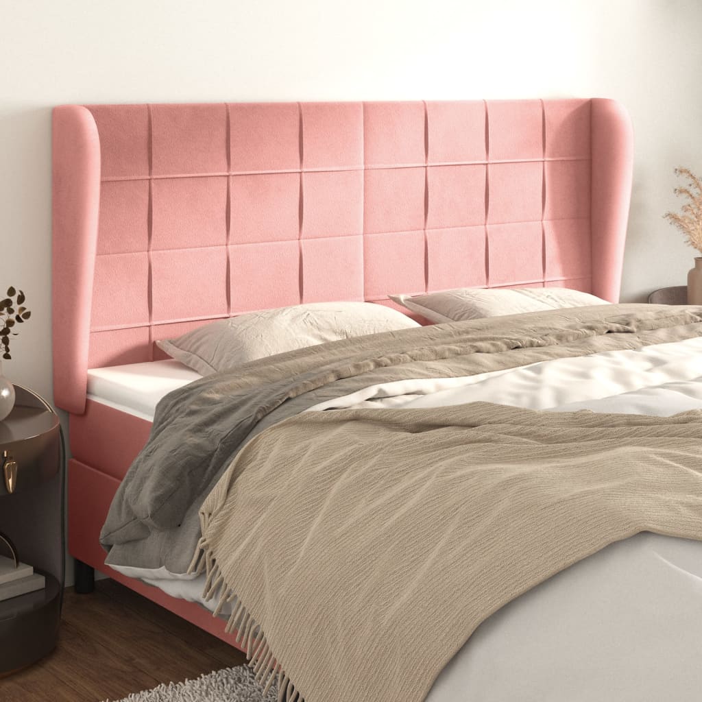 Kopfteil mit Ohren Rosa 203x23x118/128 cm Samt