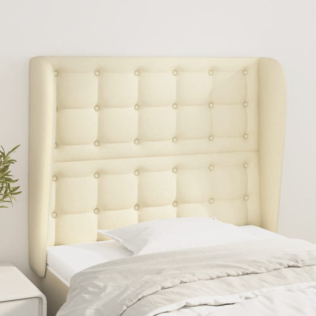 Kopfteil mit Ohren Creme 103x23x118/128 cm Kunstleder