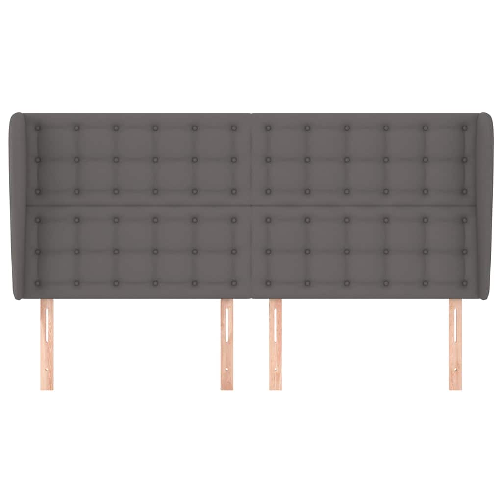 Kopfteil mit Ohren Grau 163x23x118/128 cm Kunstleder