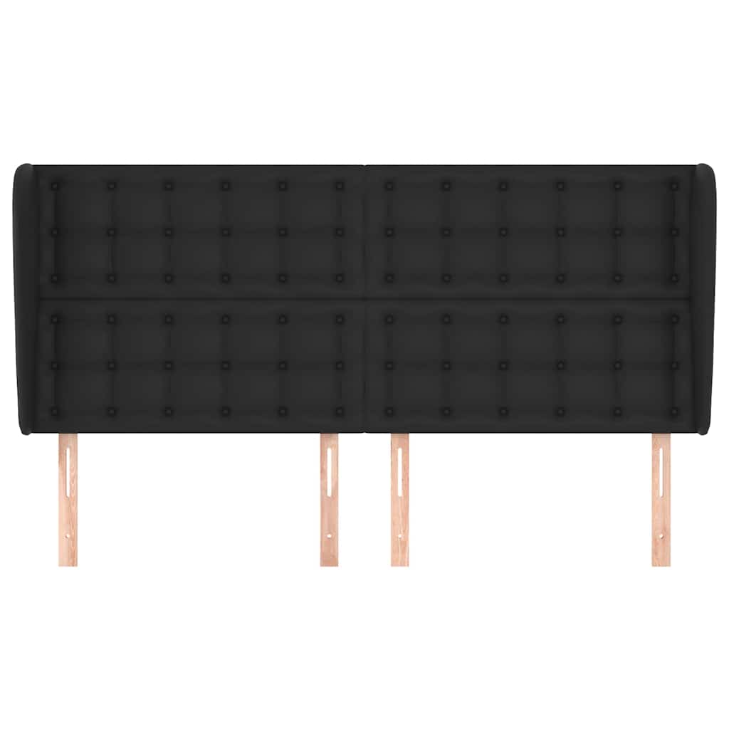 Kopfteil mit Ohren Schwarz 183x23x118/128 cm Kunstleder