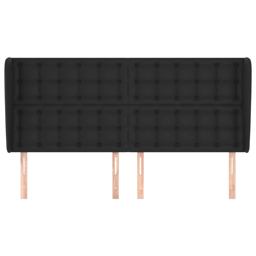 Kopfteil mit Ohren Schwarz 203x23x118/128 cm Kunstleder