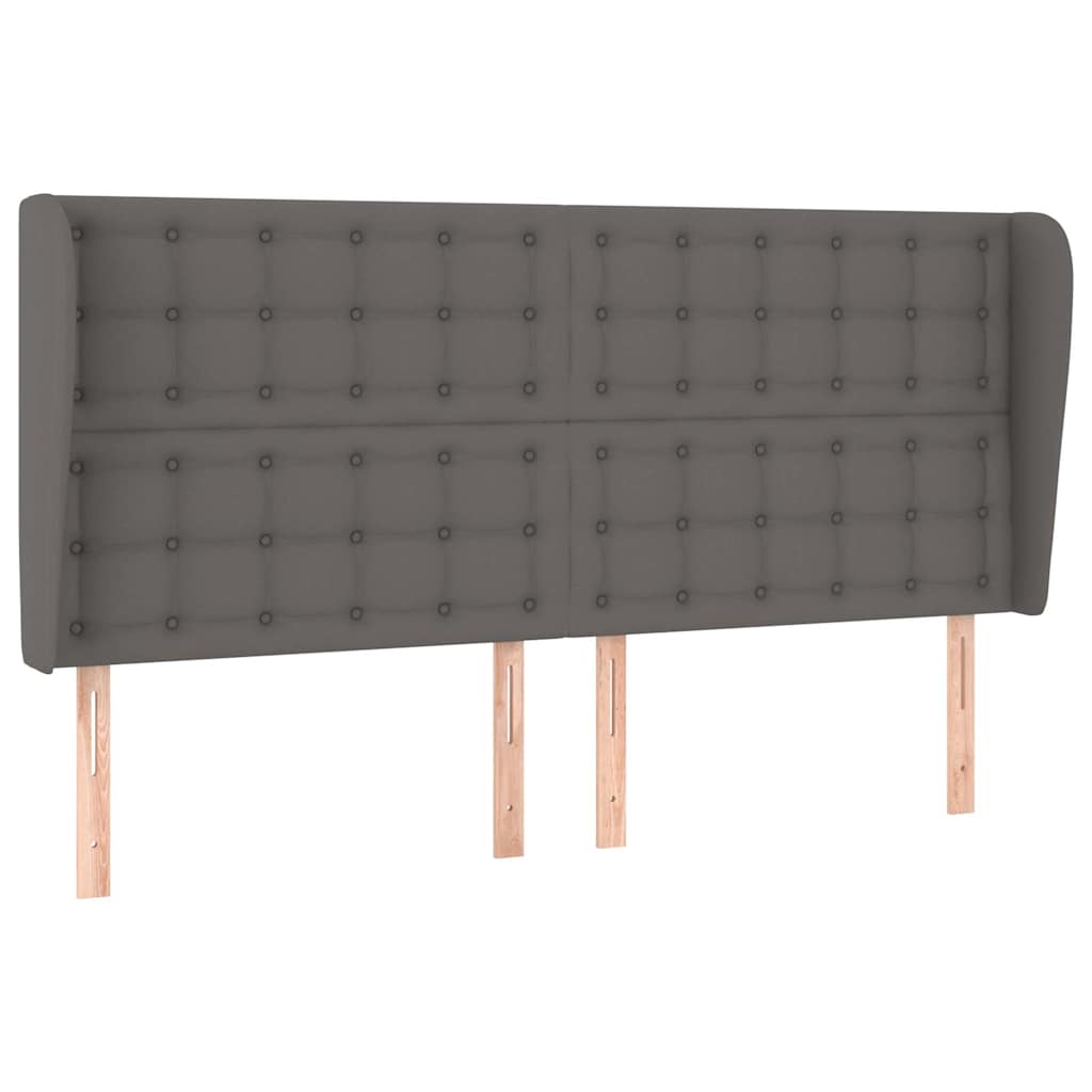 Kopfteil mit Ohren Grau 203x23x118/128 cm Kunstleder