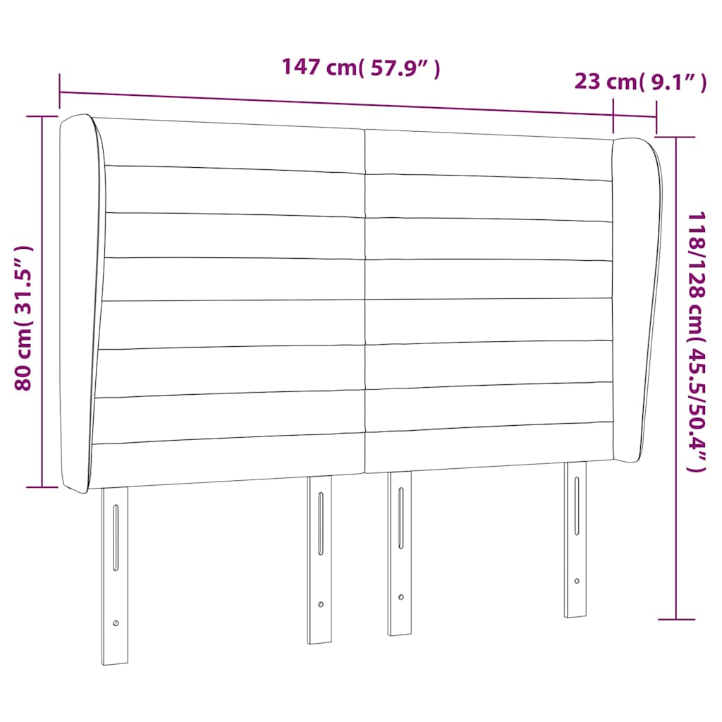 Kopfteil mit Ohren Creme 147x23x118/128 cm Stoff