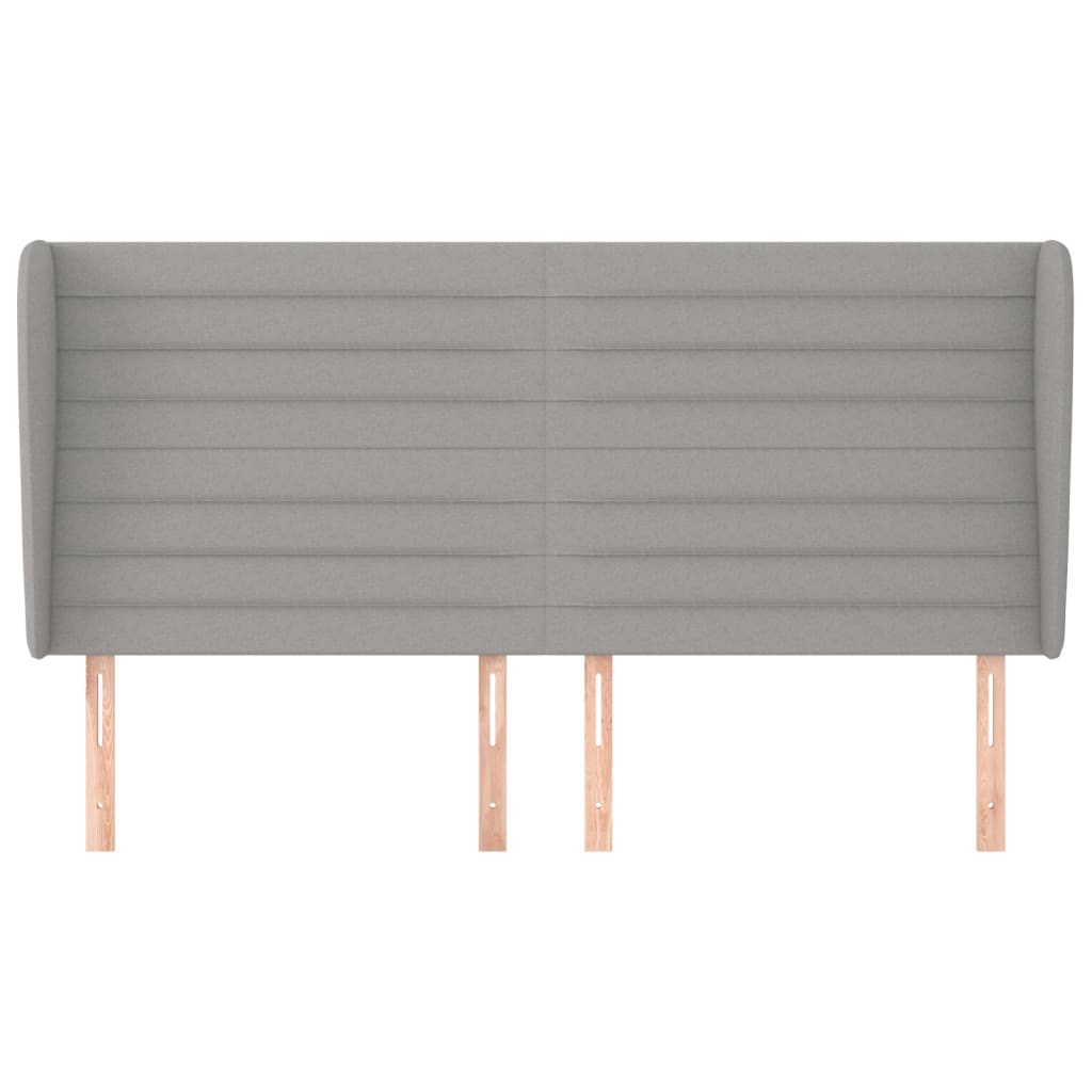 Kopfteil mit Ohren Hellgrau 203x23x118/128 cm Stoff