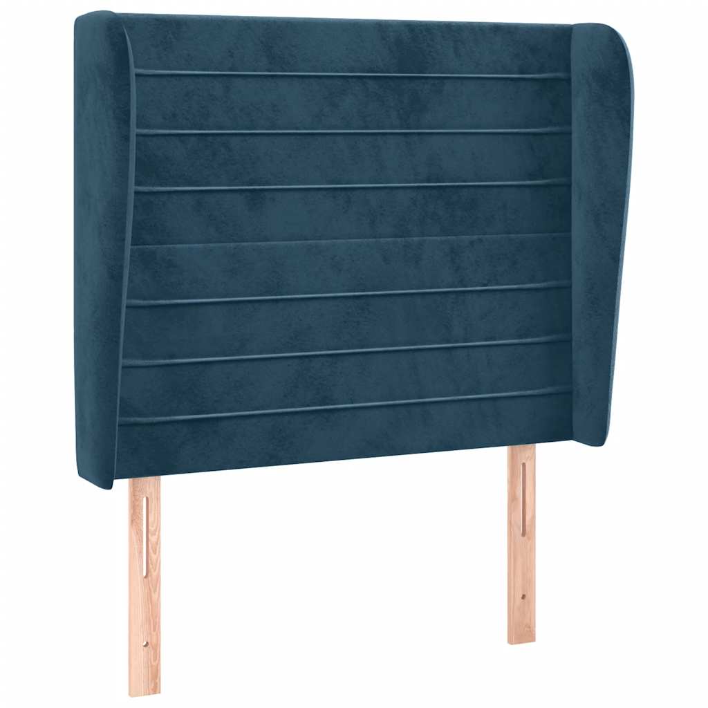 Kopfteil mit Ohren Dunkelblau 93x23x118/128 cm Samt